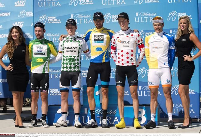 The jerseys after stage 2 of the Tour of California