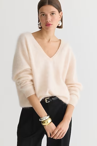 J.Crew Brushed cashmere relaxed V-neck sweater
