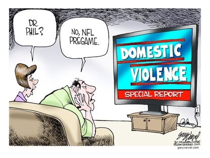 Editorial cartoon NFL domestic violence sports