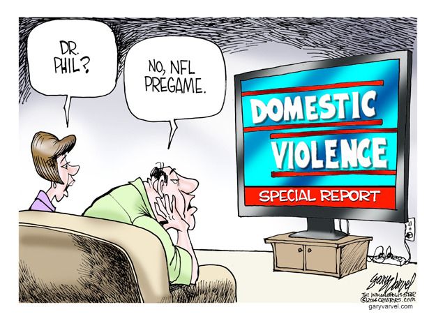 Editorial cartoon NFL domestic violence sports