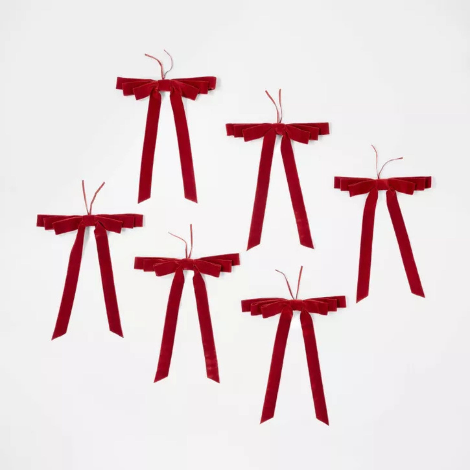 Set of 6 Oversized Velvet Christmas Bows