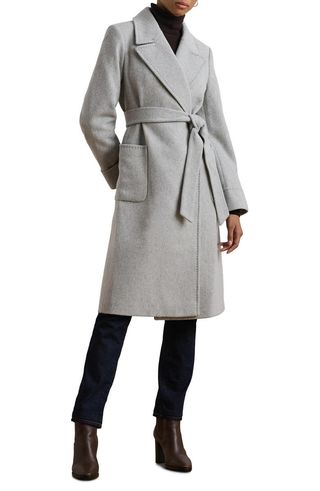 Wool Blend Wrap Coat