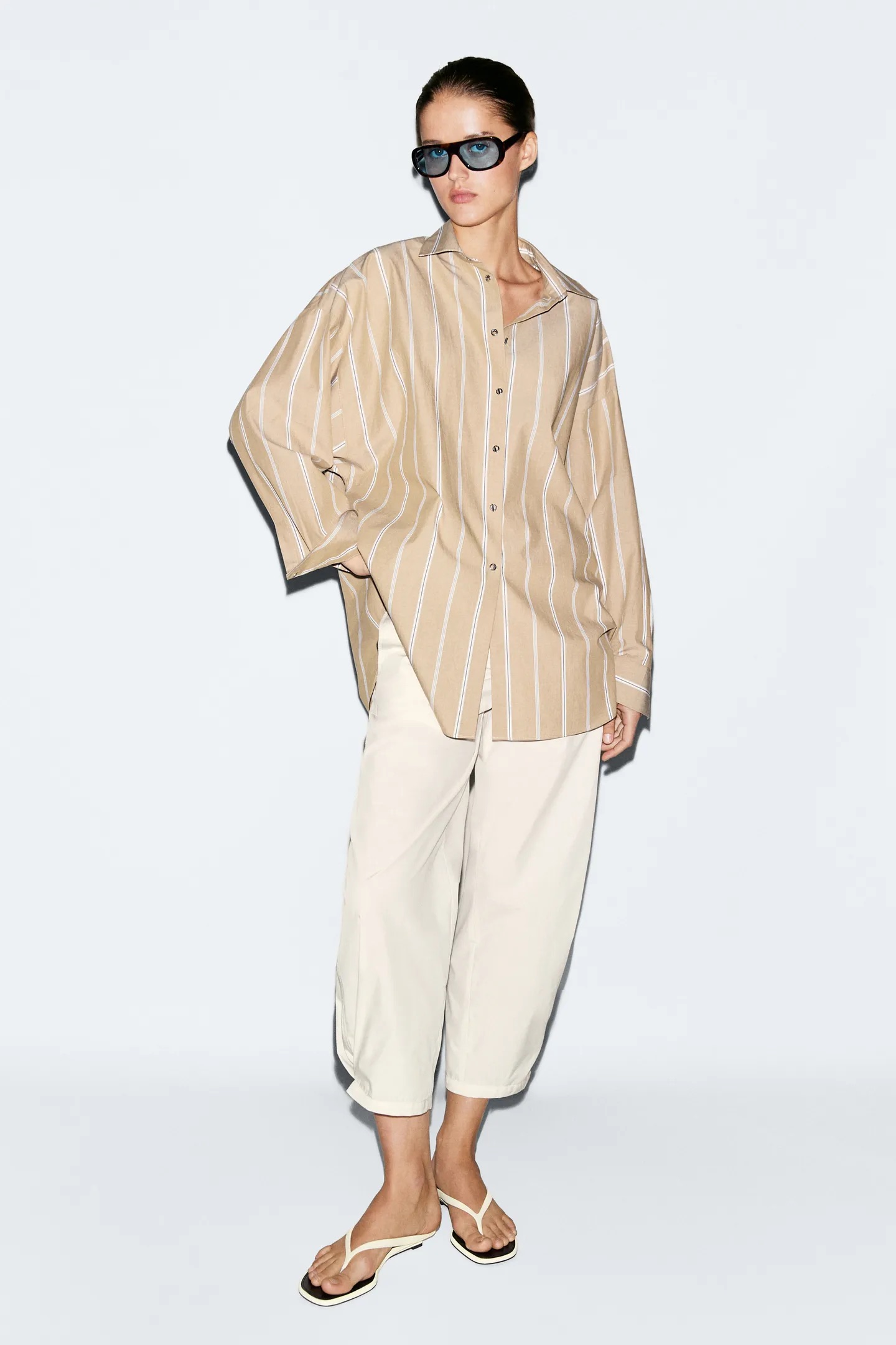Massimo Dutti, Striped Shirt With Button Detail
