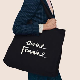 flat lay image of black tote bag