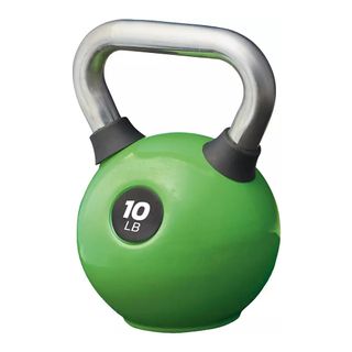 Green kettlebell on white background