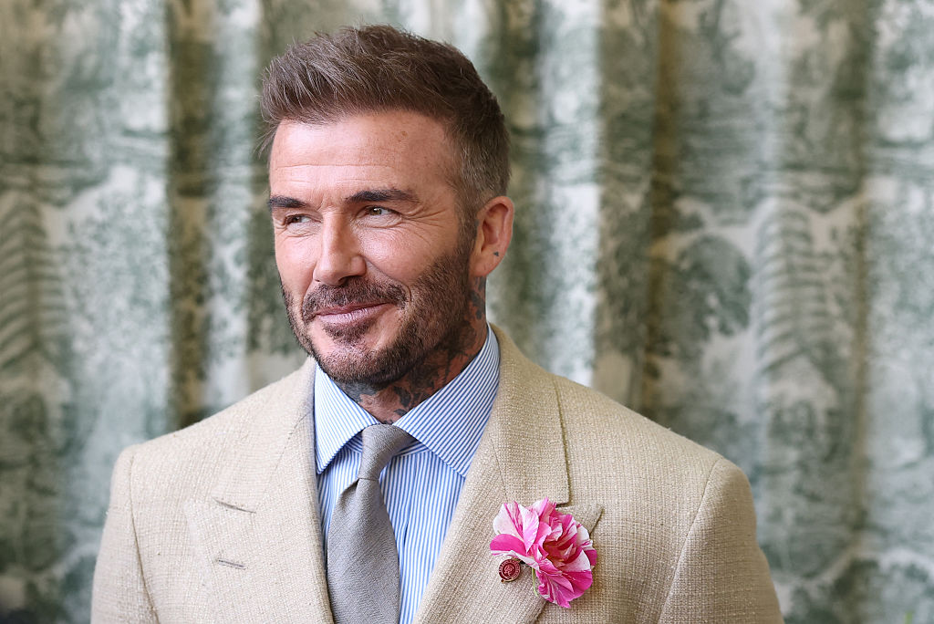 David Beckham wearing a David Austin Roses "King's Rose" 