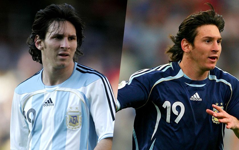 Lionel Messi in the Adidas Argentina 2006 shirts