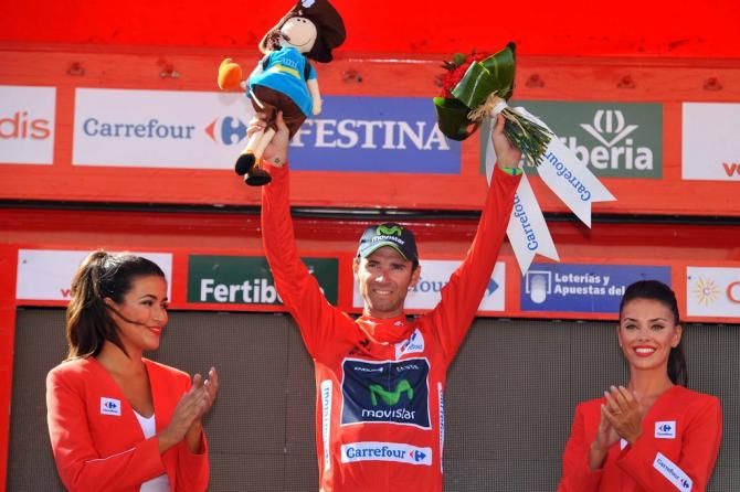 Alejandro Valverde (Movistar) collects his 24th Vuelta leader's jersey