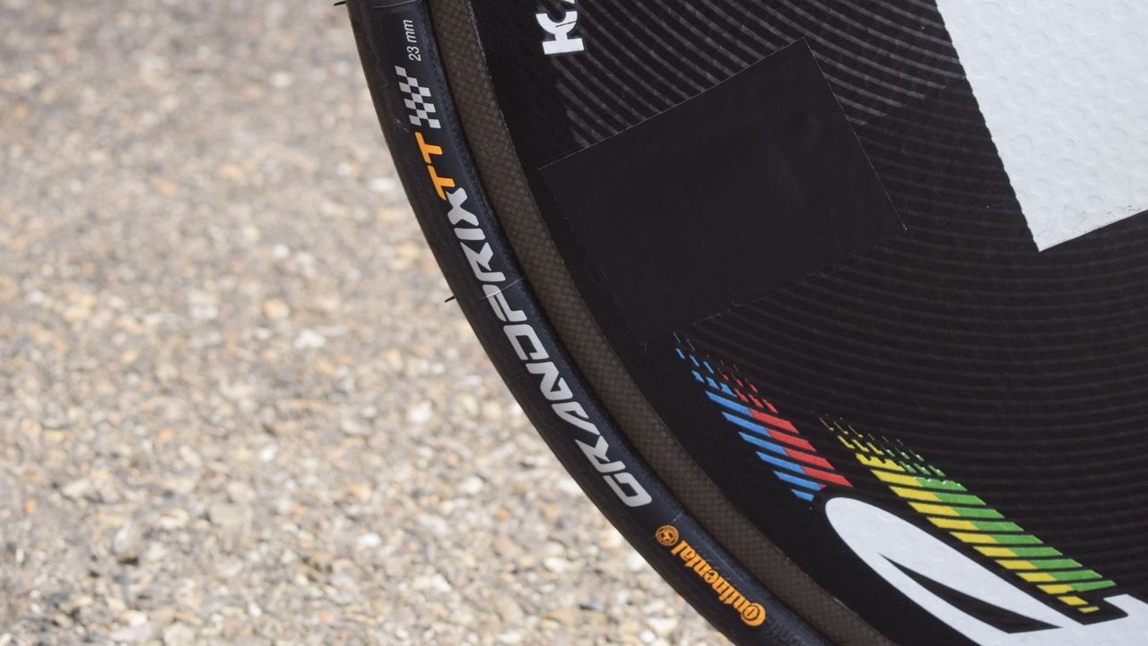 The German ran 23mm Continental Grand Prix TT tubular tyres
