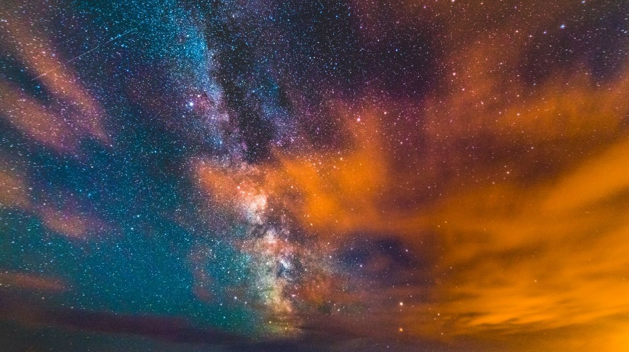 Galactic centre of the Milky Way Galaxy rising over the Jurassic Coast at Charmouth​, Dorset, UK.