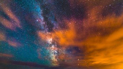 Galactic centre of the Milky Way Galaxy rising over the Jurassic Coast at Charmouth​, Dorset, UK.