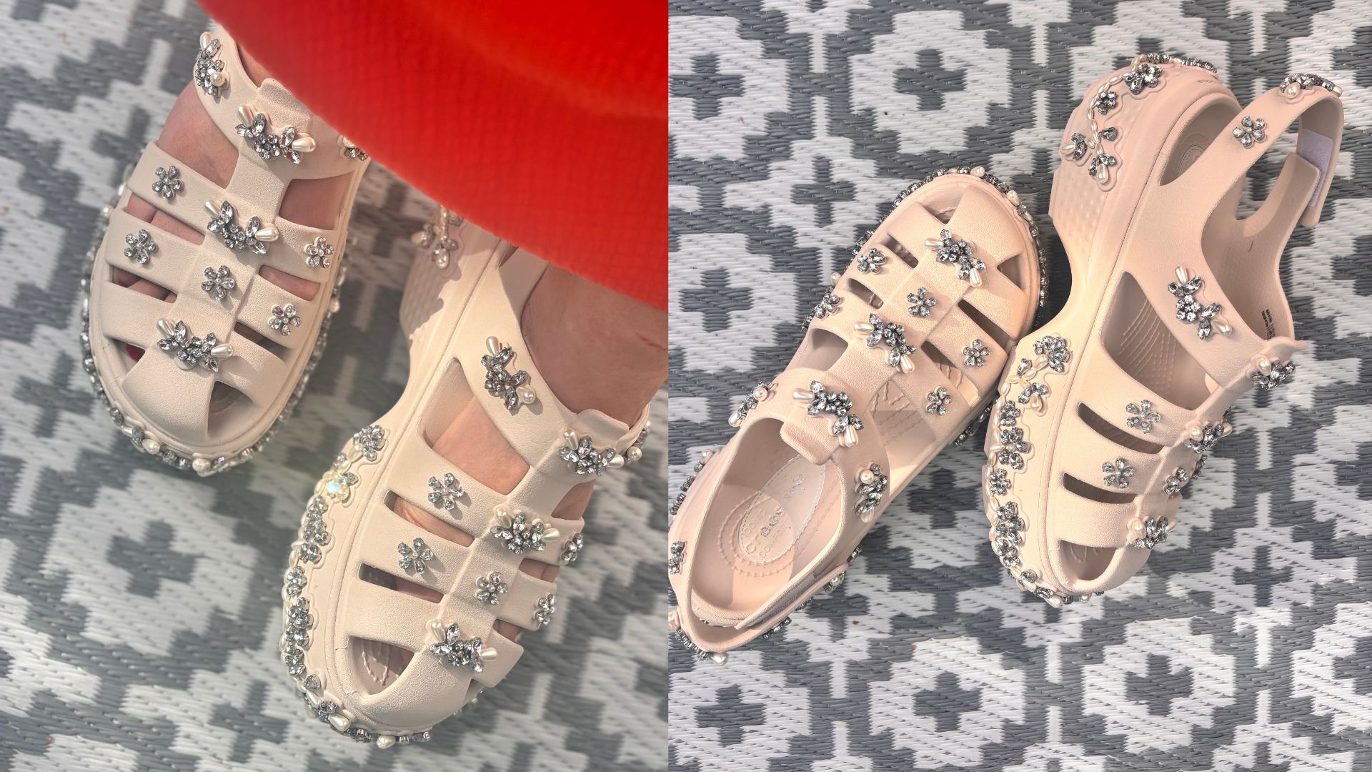 two shots of the simone rocha x crocs sandals