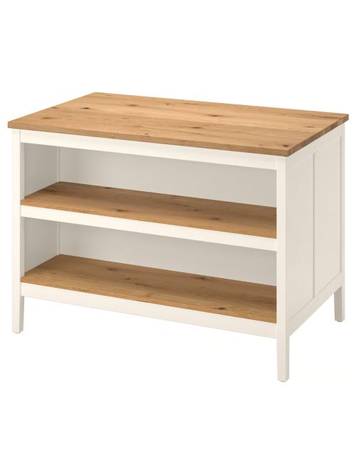 TORNVIKEN Off-White and Oak Kitchen Island