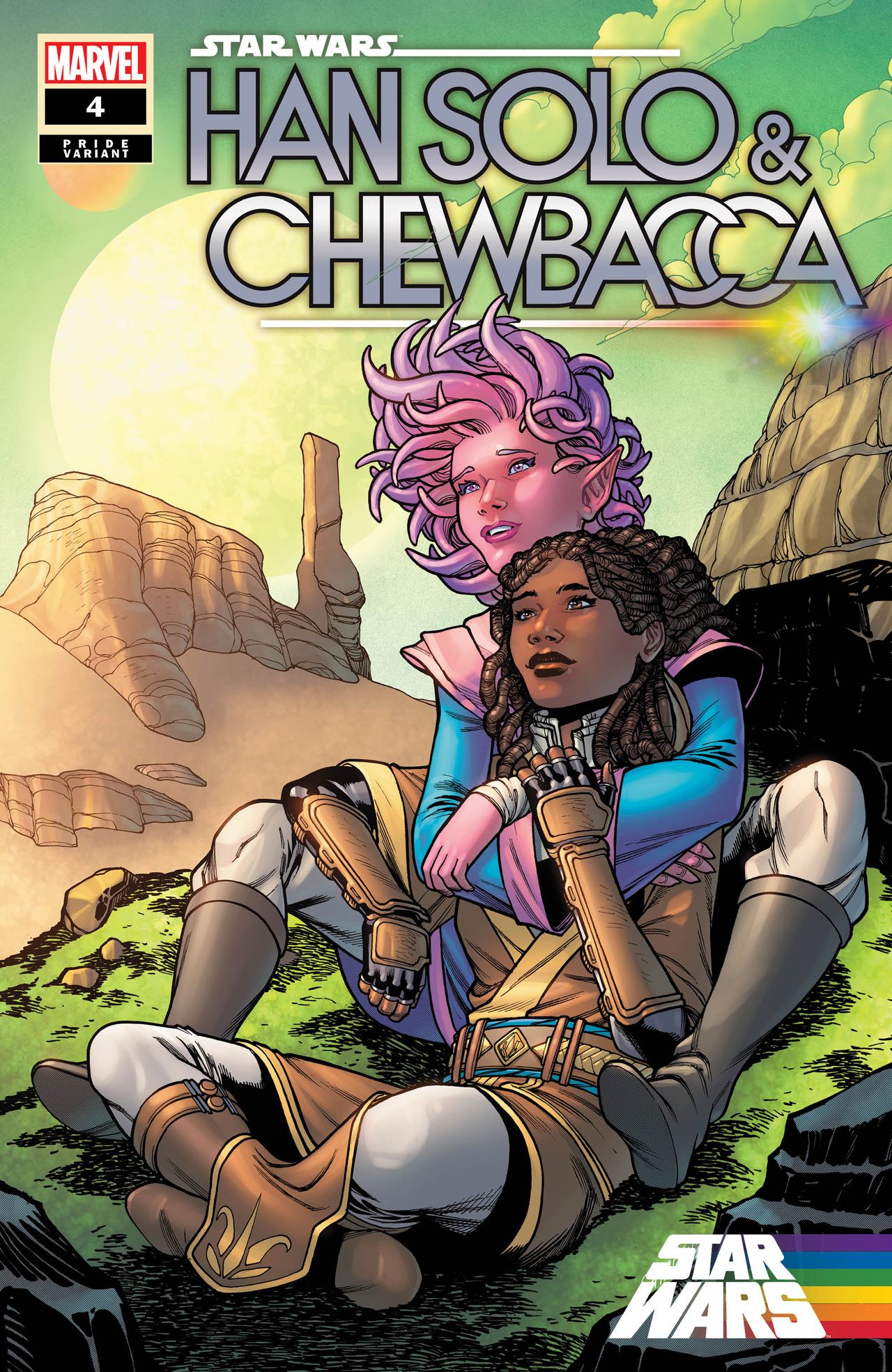 Star Wars: Han Solo and Chewbacca #4 Pride variant cover by Javier Garr&oacute;n