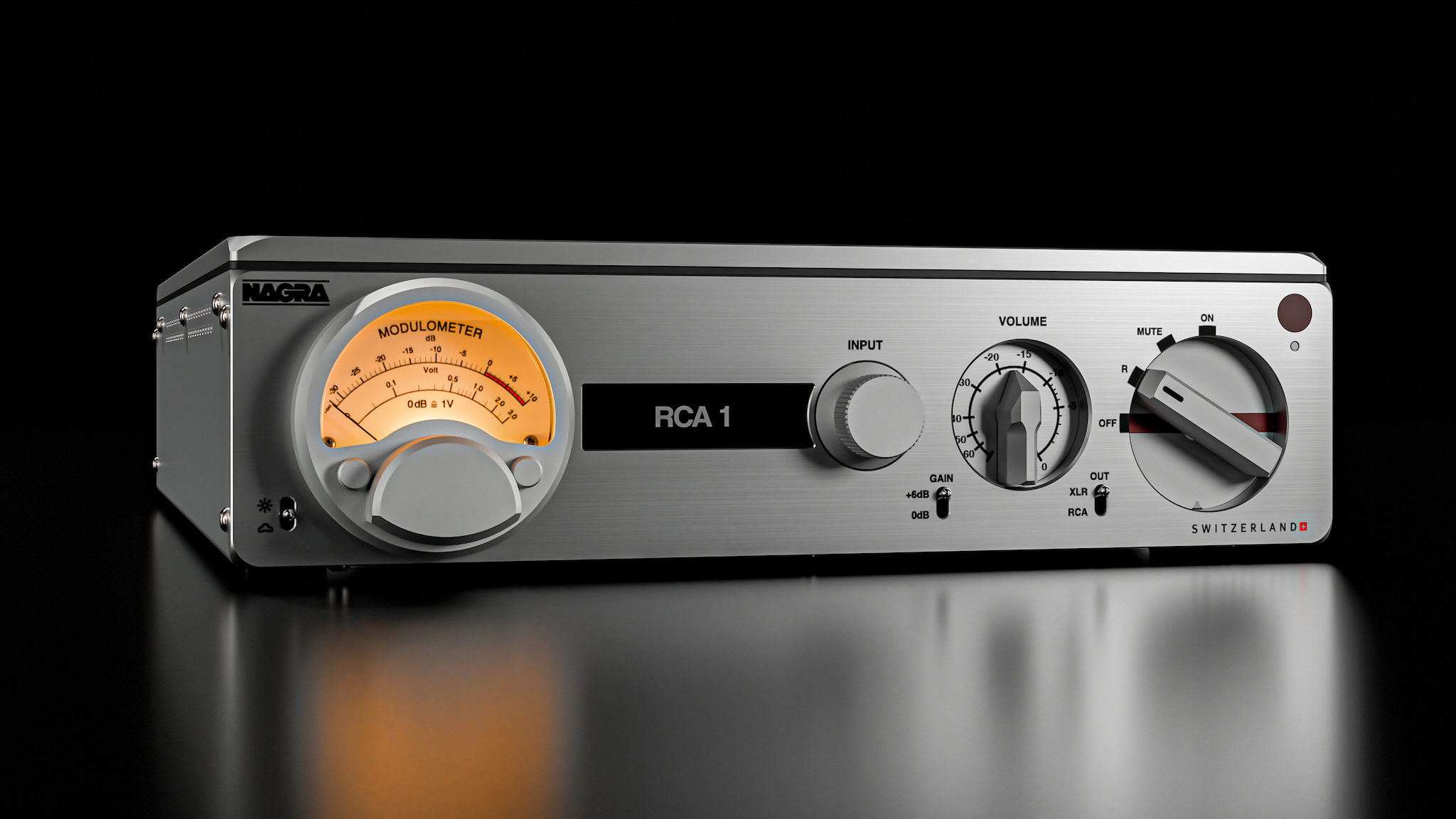 Nagra Preamp II-S shot against a black background