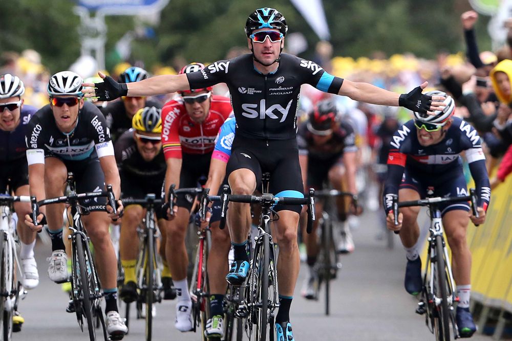 Elia Viviani (Team Sky) wins stage 3 at the 2015 Tour of Britain.