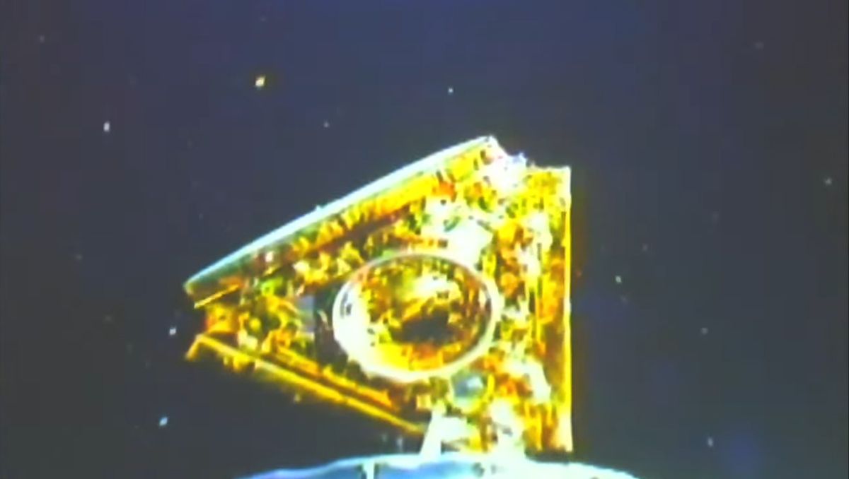 India's Earth Observation Satellite 4,or EOS-4, separates from its Polar Satellite Launch Vehicle rocket after a smooth launch into space on Feb. 14, 2022 local time (Feb. 13 EST).
