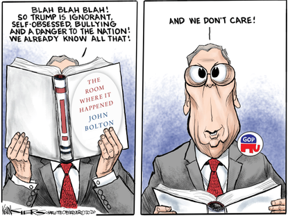 Political Cartoon U.S. GOP Trump Bolton book Mitch McConnell