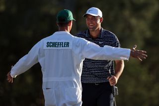 Scottie Scheffler laughs off a four putt on the last hole of the 2022 Masters