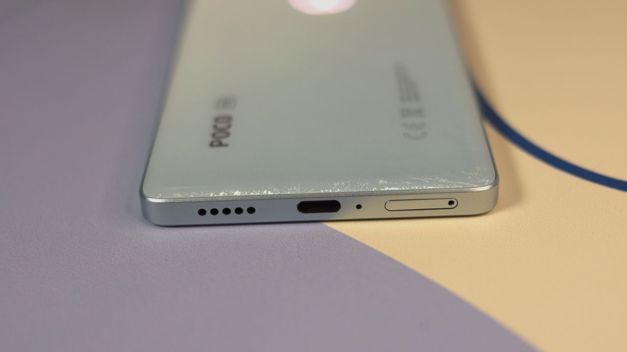Poco F5 charging port and speaker grille