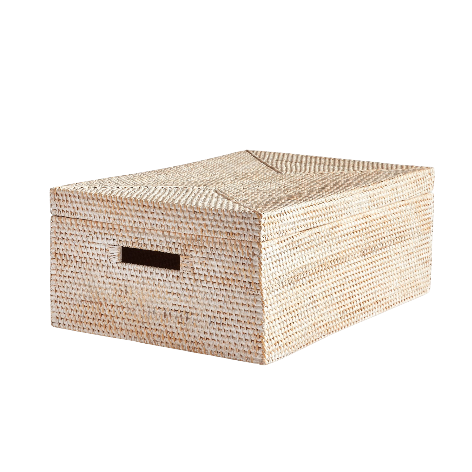 a rectangular storage basket with a lid