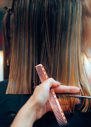 Woman having a hair cut