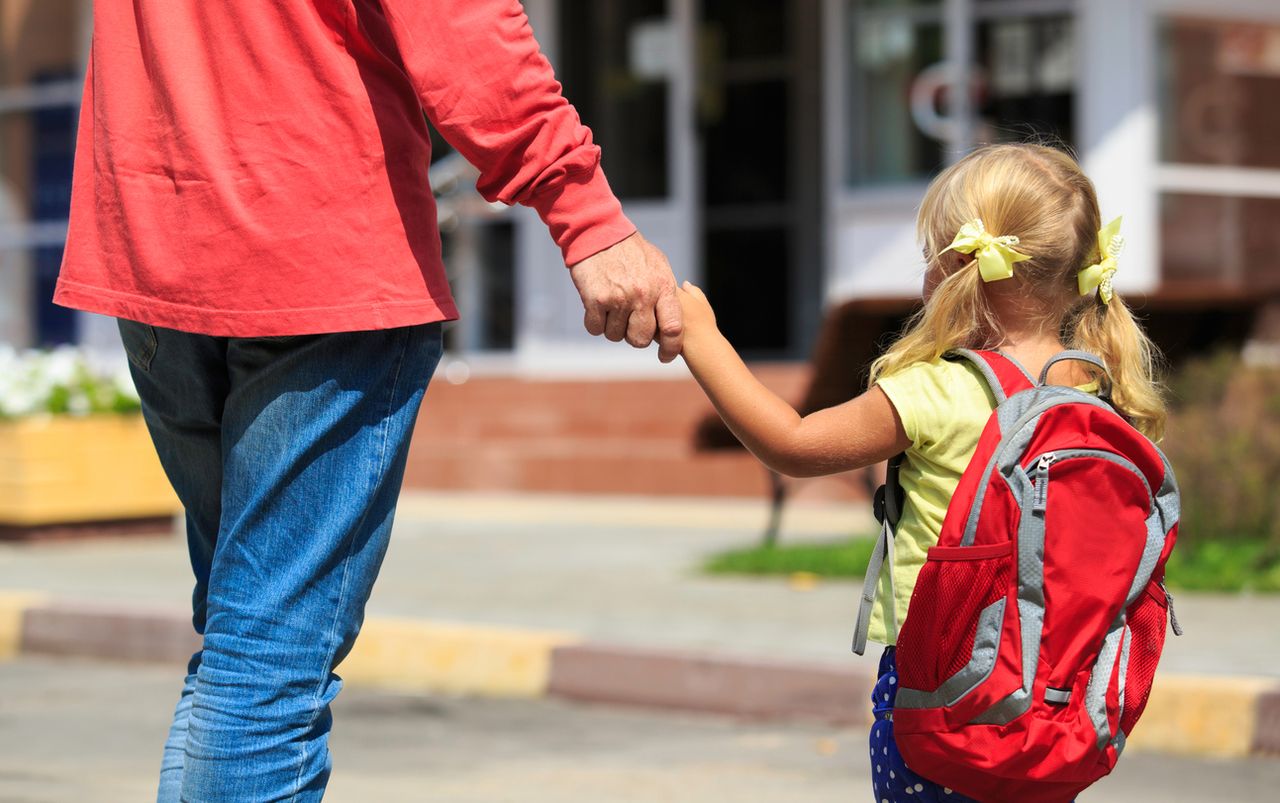 A child with a backpack.