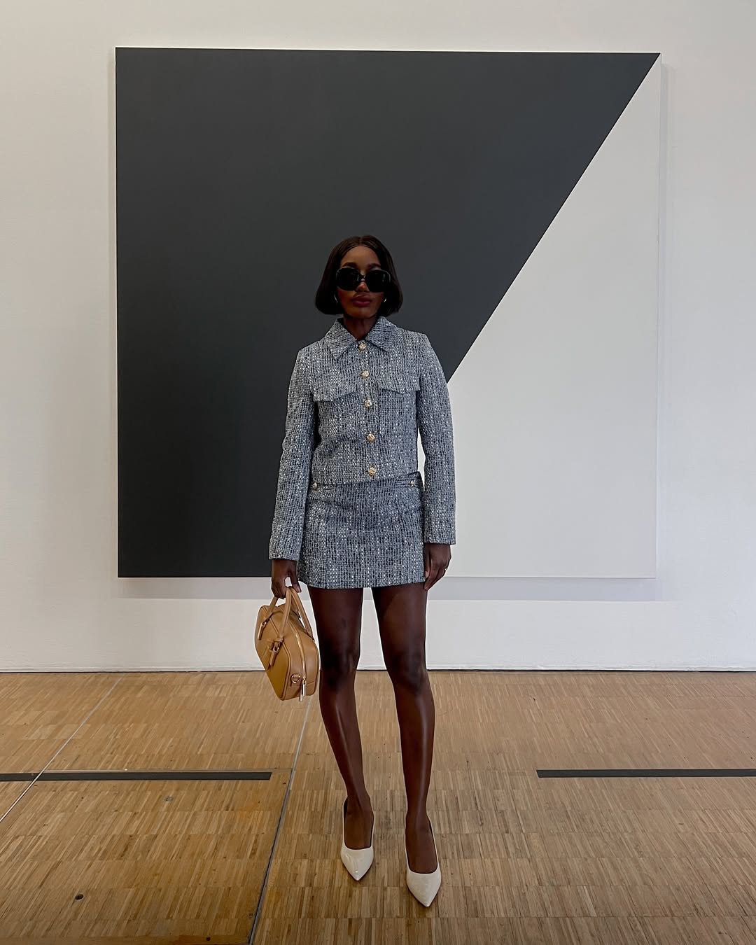 Aida Badji wears a knitted co-ord skirt