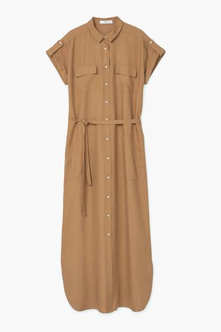 Linen-blend shirt dress
