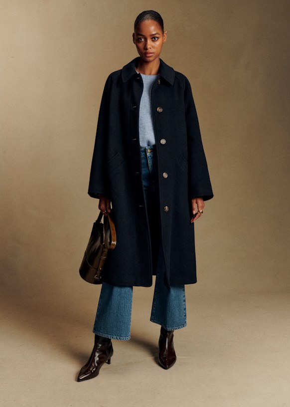 Clyde Coat - Navy - Recycled Wool - S&amp;eacute;zane