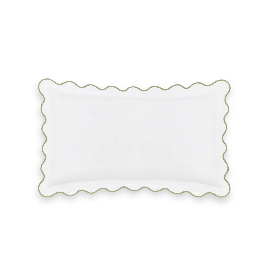 Pair of Alexandra Wavy Scalloped Pilllowcases, Sage Green - Pair of Standard Oxford Pillowcases (75x50cm)