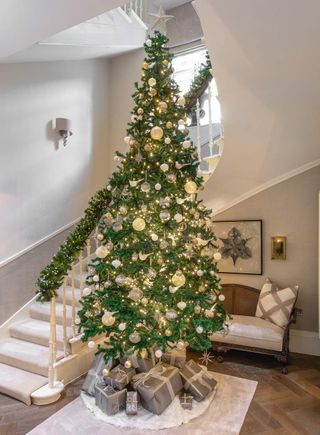 Christmas tree in hallway of Georgian villa
