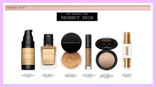 The products needed for the Bridgerton Regency makeup look