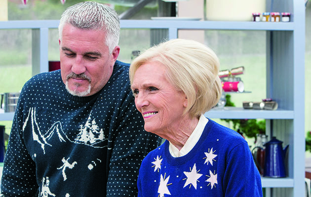 For one final time before Bake Off defects to C4, the BBC reunite the gang. Paul Hollywood and Mary Berry, resplendent in Christmas jumpers...