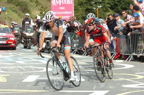 Frank Schleck (Leopard Trek) leads Cadel Evans (BMC)