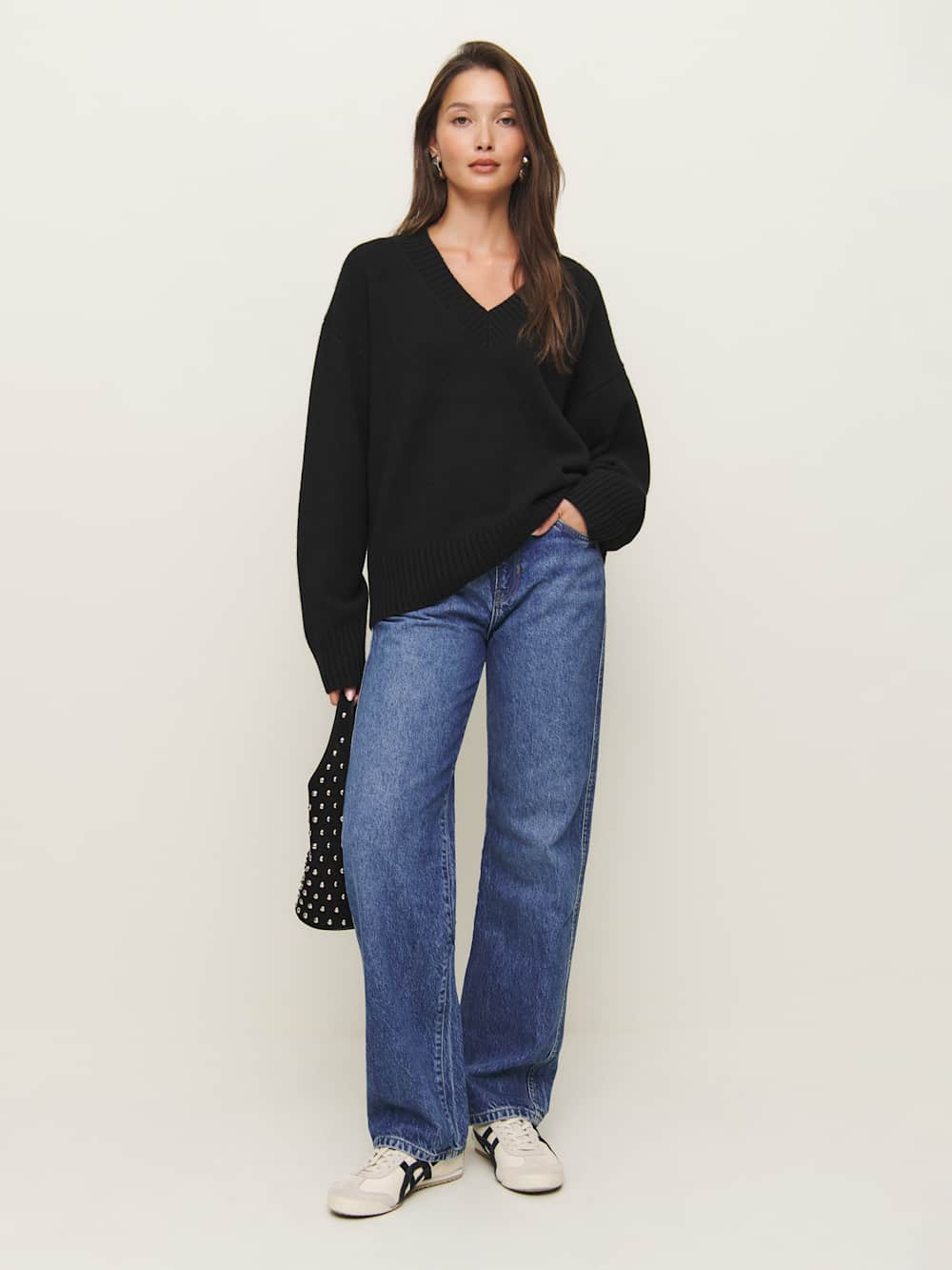 Jadey Cashmere Oversized V-Neck Sweater