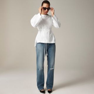 J.Crew, Ciel Top in Striped Cotton Poplin