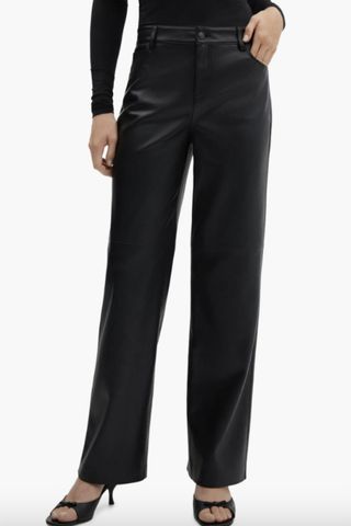 Mango Faux Leather Wide Leg Pants