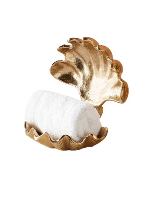 Brass Shell Hand Towel Holder with Hinge 