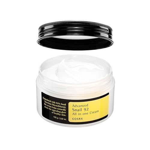Cosrx Snail Mucin 92% Face Moisturizer, 3.52 Oz, Lightweight Moisturing Cream for Soft, Glowy Skin, Korean Skin Care, Korean Moisturizer Face Cream