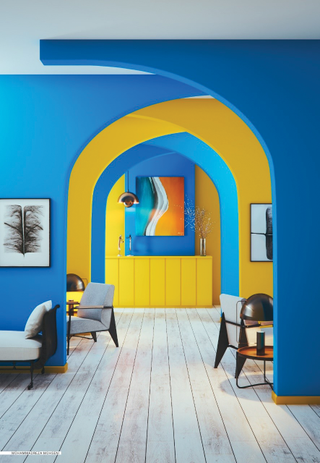 A brightly coloured hallway