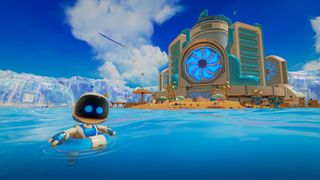 Astro the robot swims in the sea in a scene from Asto's Playroom, one of the best free PS5 games