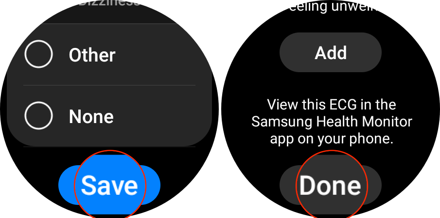 Save symptoms and ECG results on Galaxy Watch 5