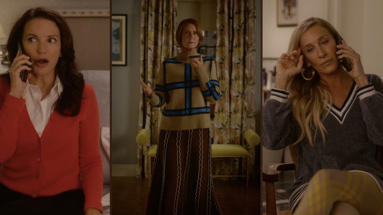Miranda telling Charlotte and Carrie about Brady in a three-way call.