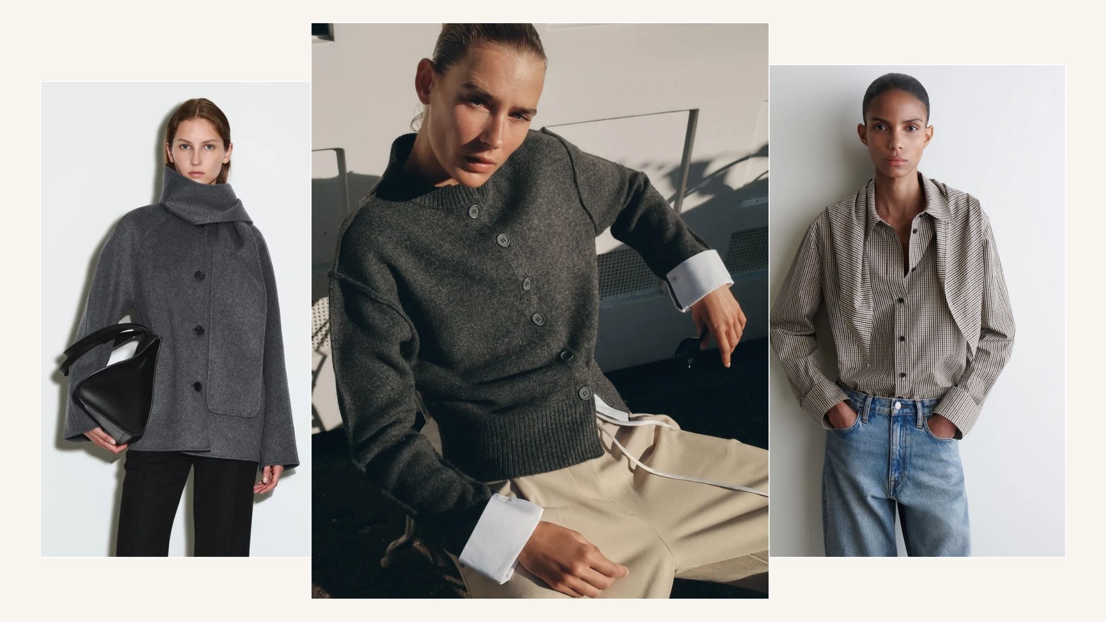 Models wearing the perfect autumn capsule items from Zara, H&amp;M and COS