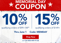 Memorial Day Coupon: Up to 15% off with MEMDAY