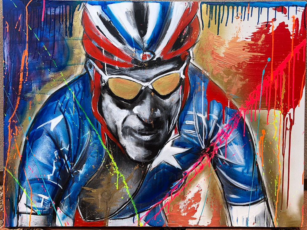 TJ Eisenhart created this portrait of team owner George HIncapie. "Thanks for the love and appreciation," he wrote on Twitter. "Was a special moment giving it to you G."