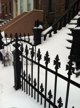 Snow covered stoop