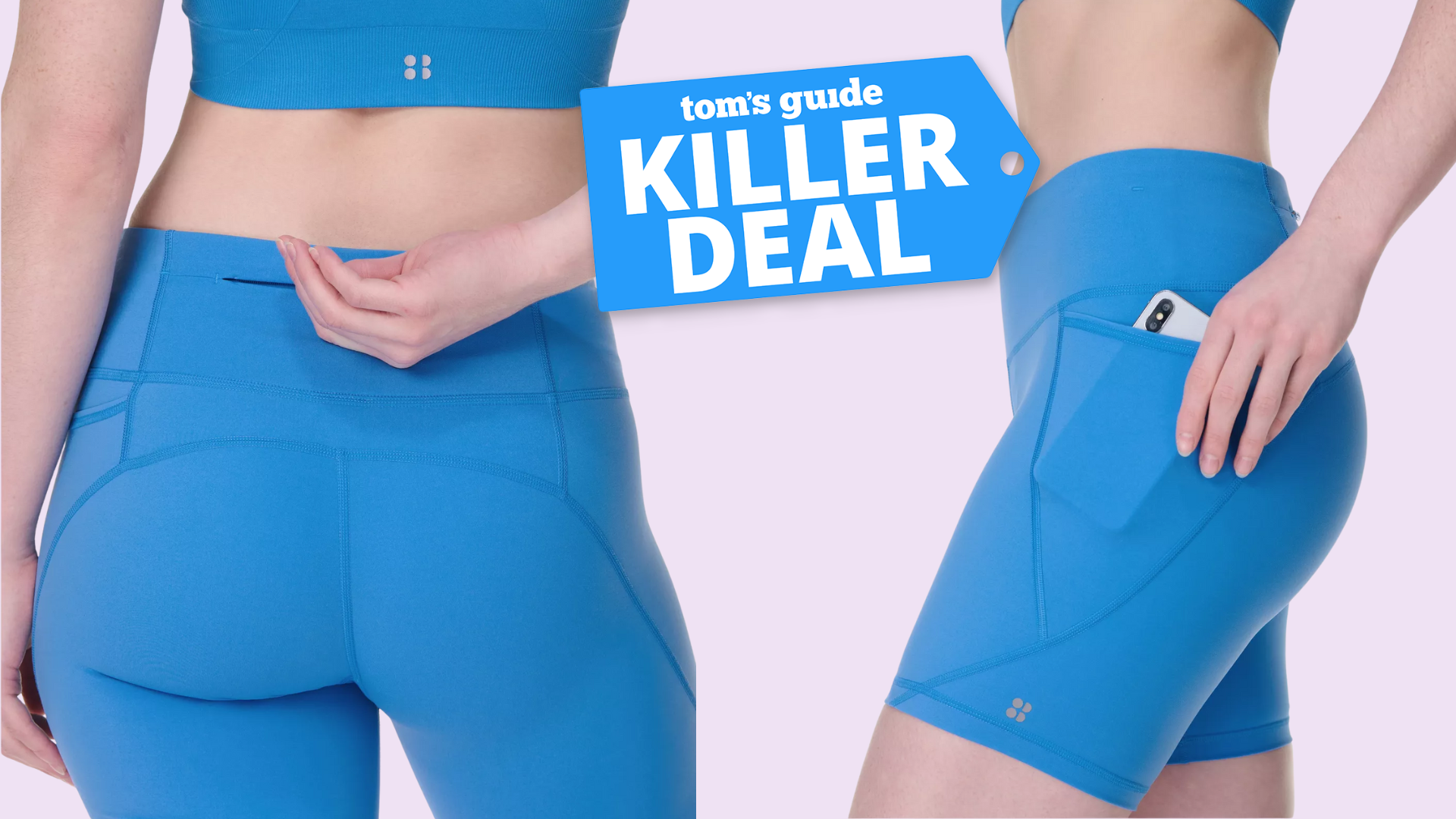 angles of the side and back of the Sweaty Betty 6&quot; Power Shorts