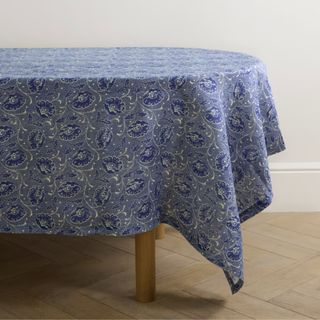 blue floral tablecloth